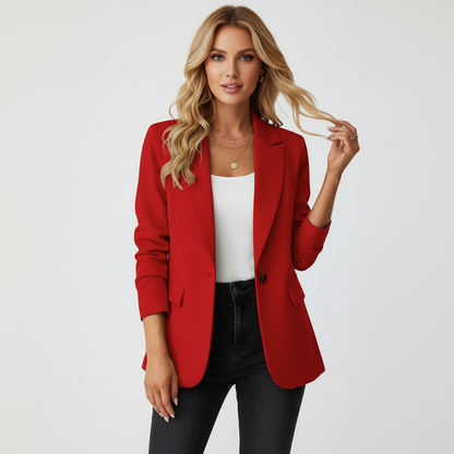 Women's Casual Blazer Jacket Single Button Work Blazer