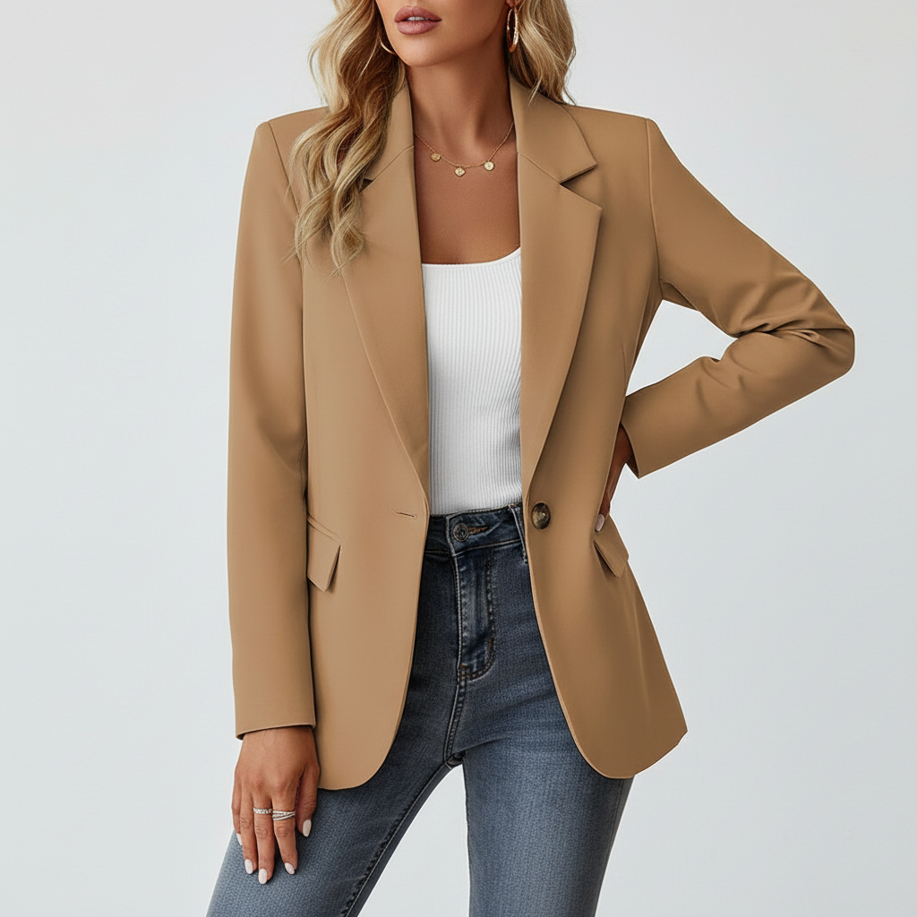 Women's Casual Blazer Jacket Single Button Work Blazer