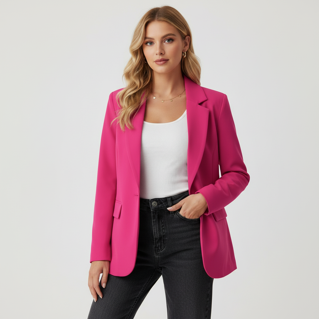 Women's Casual Blazer Jacket Single Button Work Blazer