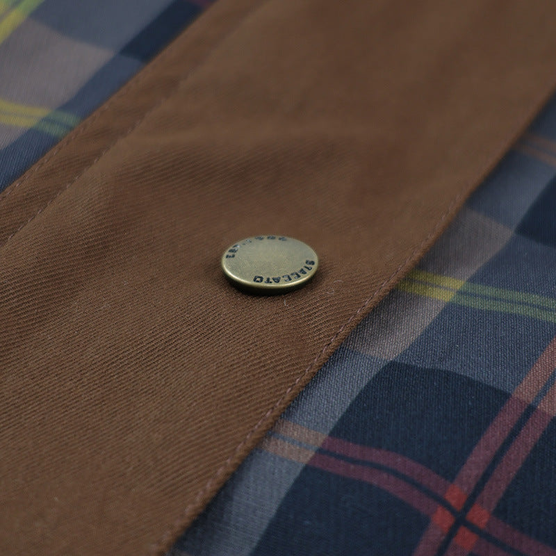 Women's Warm Checked Jacket with Soft Faux Fur Collar and Large Pockets