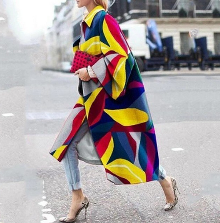Waterproof Printed Women's Coat with Long Sleeves