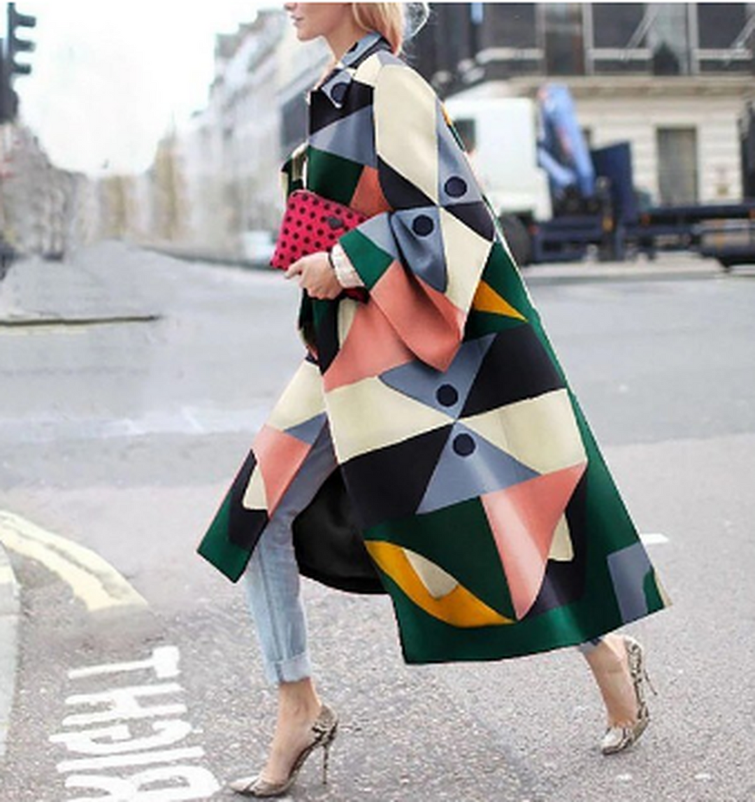 Waterproof Printed Women's Coat with Long Sleeves
