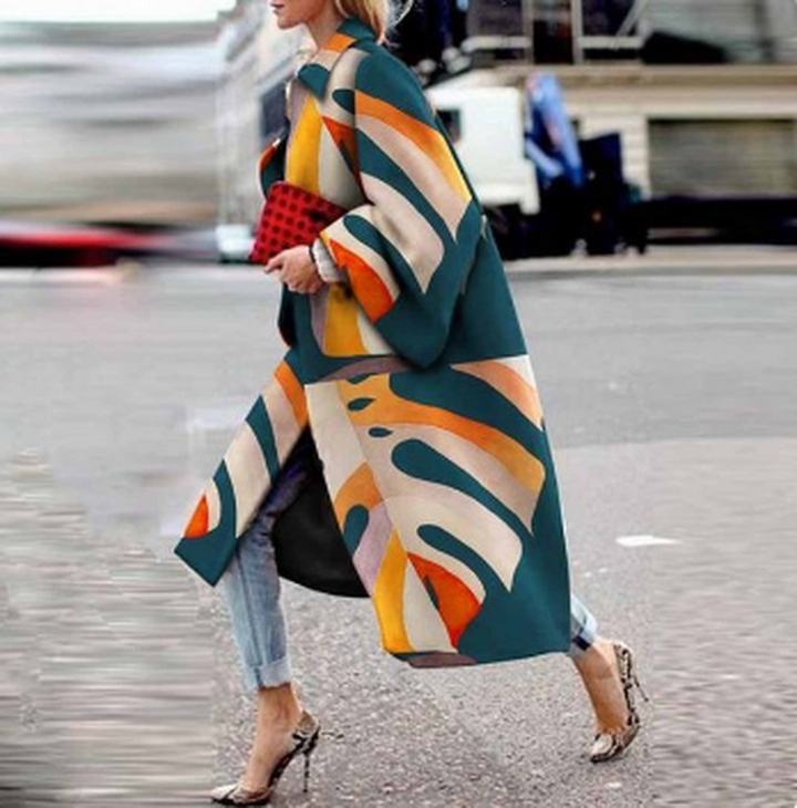 Waterproof Printed Women's Coat with Long Sleeves