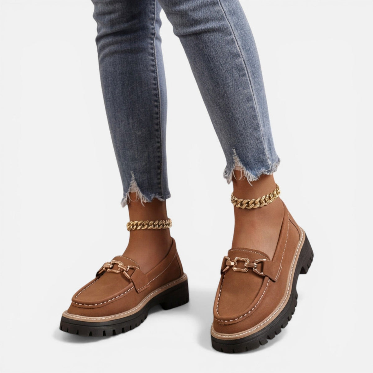 Women’s Chunky Loafers Comfortable Slip On Casual Shoes