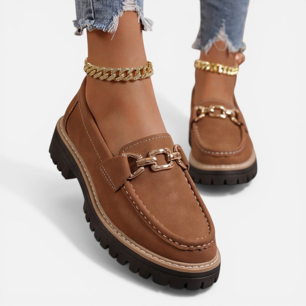 Women’s Chunky Loafers Comfortable Slip On Casual Shoes