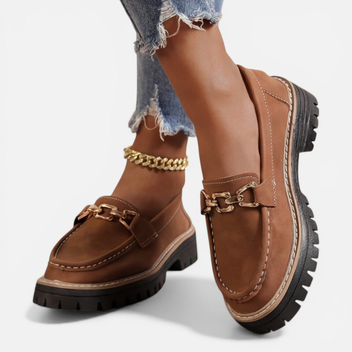 Women’s Chunky Loafers Comfortable Slip On Casual Shoes