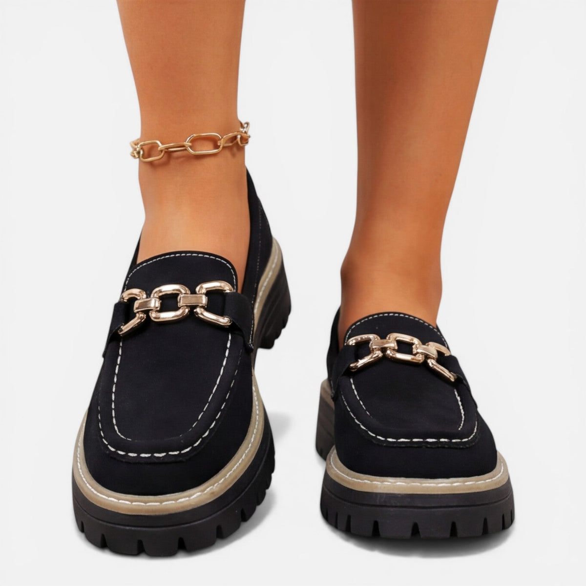 Women’s Chunky Loafers Comfortable Slip On Casual Shoes