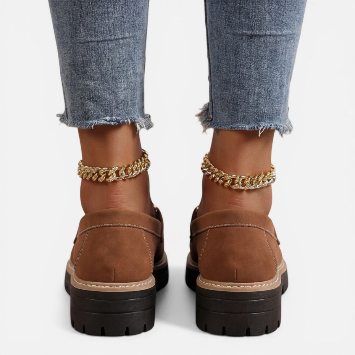Women’s Chunky Loafers Comfortable Slip On Casual Shoes