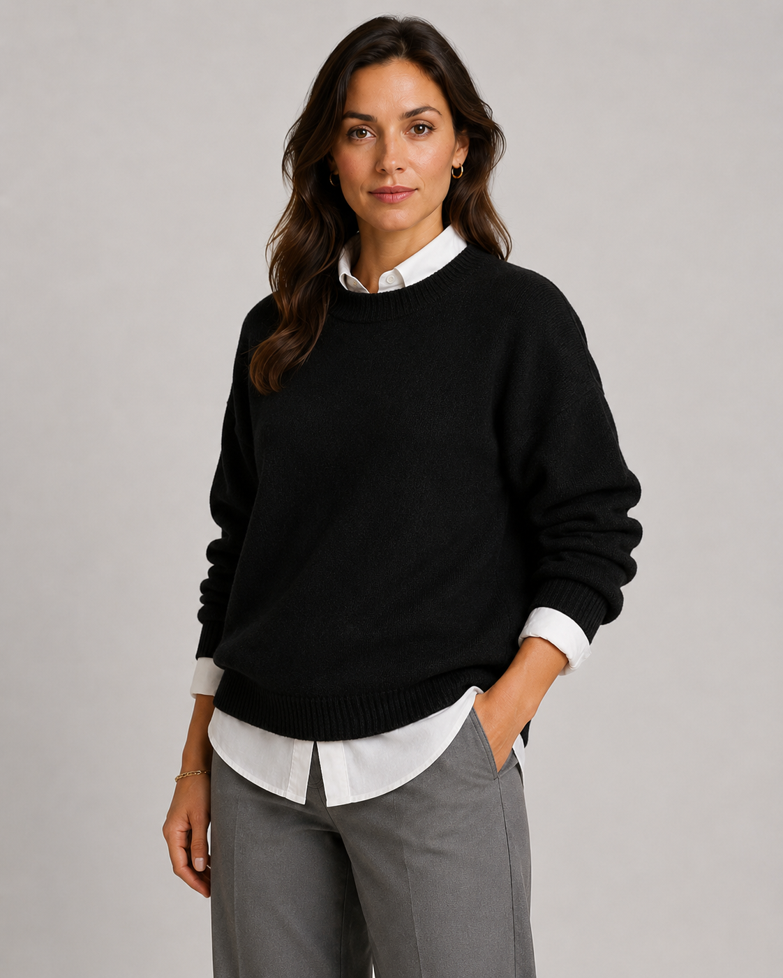 Women's Crewneck Knit Sweater – Relaxed Fit Pullover