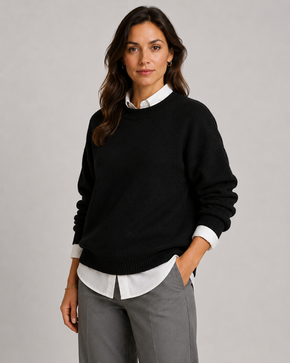 Women's Crewneck Knit Sweater – Relaxed Fit Pullover