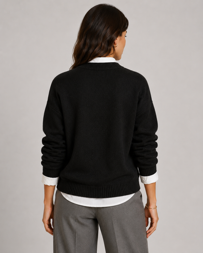 Women's Crewneck Knit Sweater – Relaxed Fit Pullover