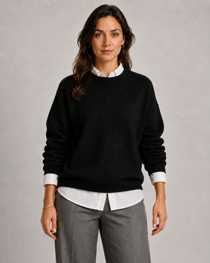 Women's Crewneck Knit Sweater – Relaxed Fit Pullover