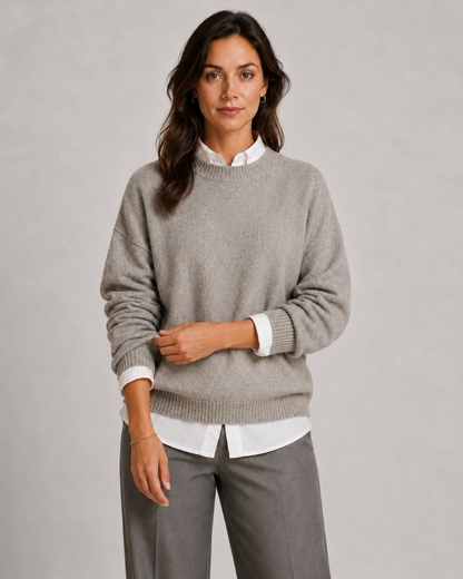Women's Crewneck Knit Sweater – Relaxed Fit Pullover