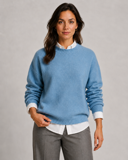 Women's Crewneck Knit Sweater – Relaxed Fit Pullover