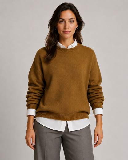 Women's Crewneck Knit Sweater – Relaxed Fit Pullover