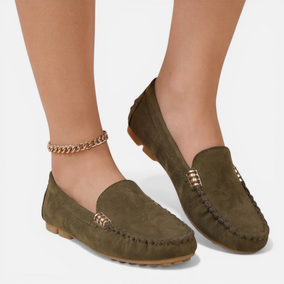 Women’s Slip On Loafers Metal Detail Comfortable Classic Flats