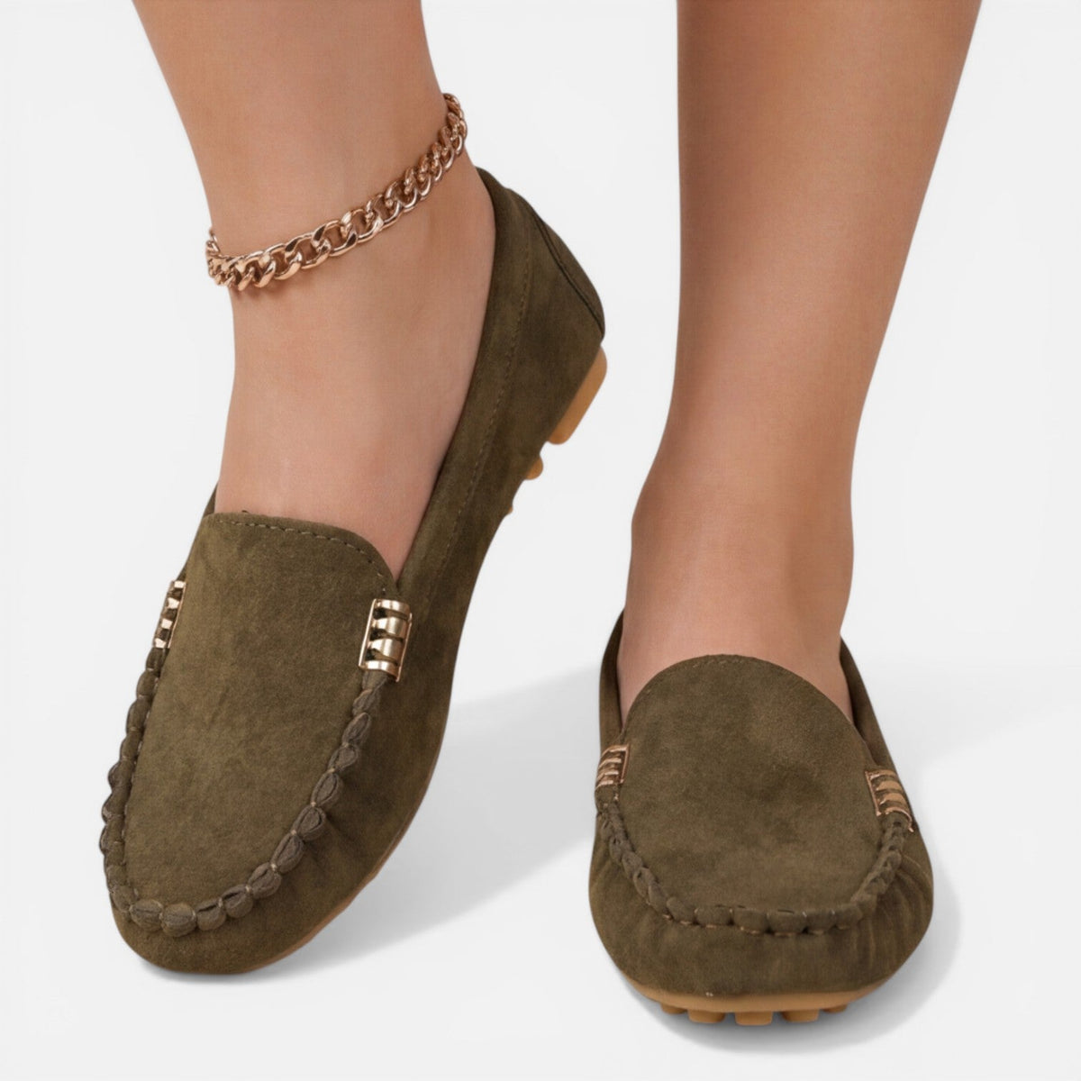 Women’s Slip On Loafers Metal Detail Comfortable Classic Flats