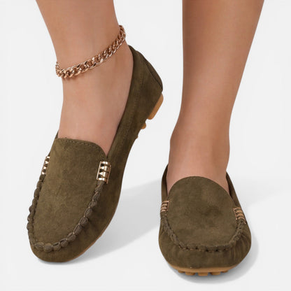 Women’s Slip On Loafers Metal Detail Comfortable Classic Flats