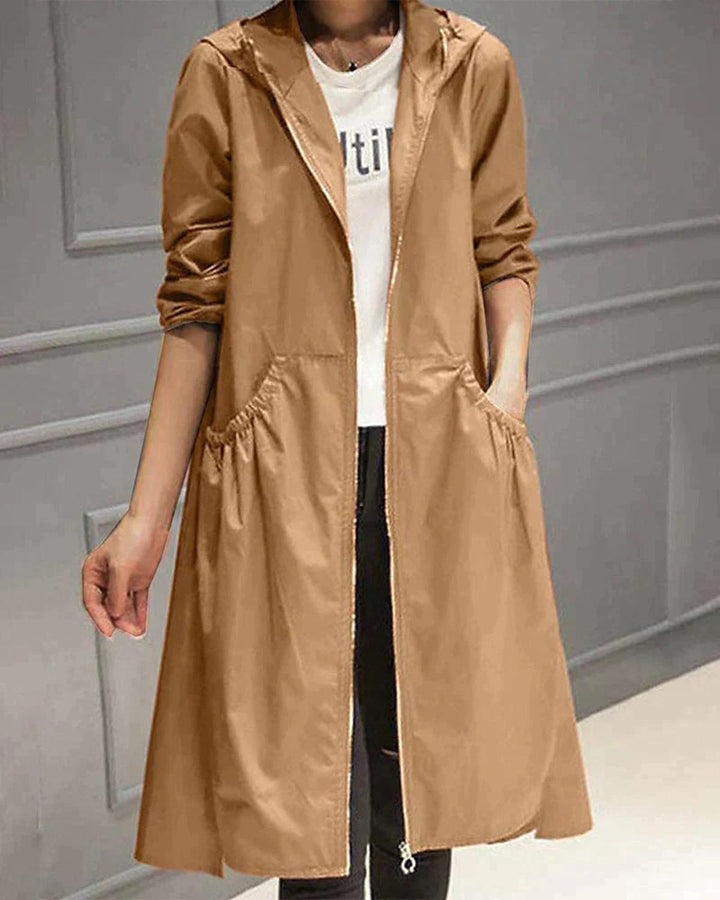 Women's Knee-Length Hooded Jacket