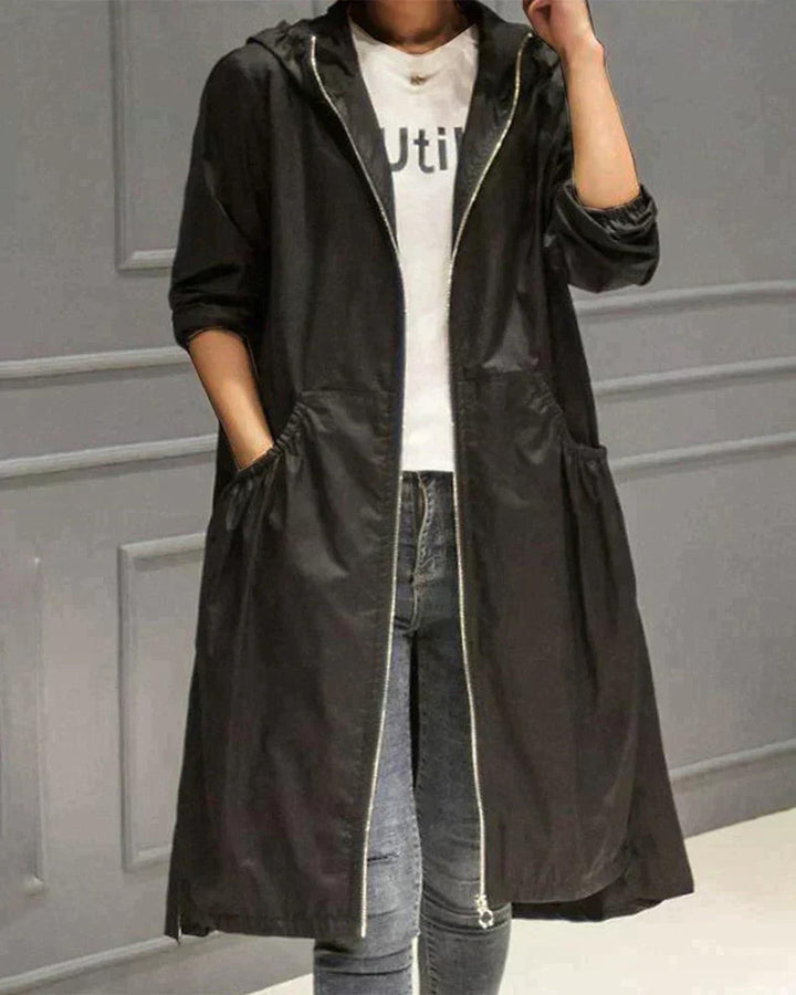 Women's Knee-Length Hooded Jacket