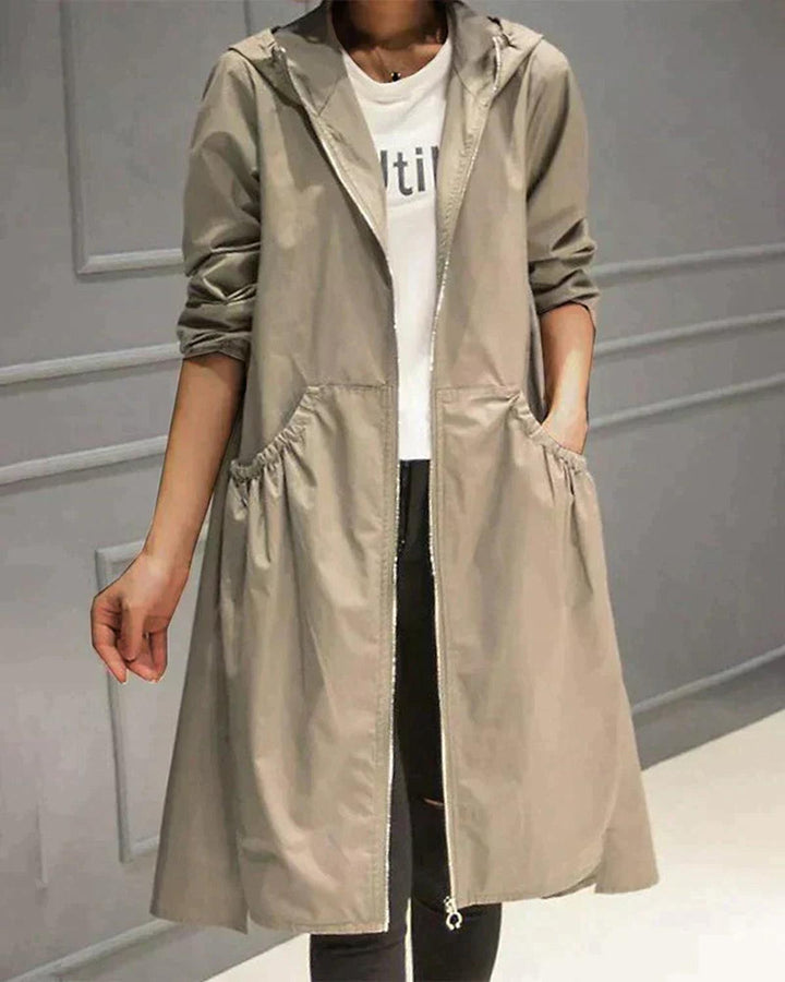 Women's Knee-Length Hooded Jacket