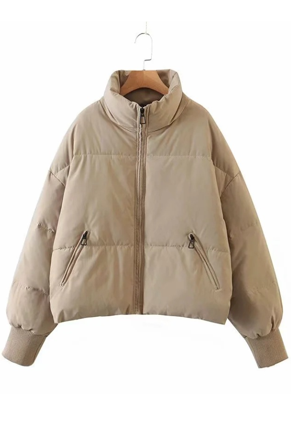 Collar Zipper Pocket Thick Warm Cotton Jacket