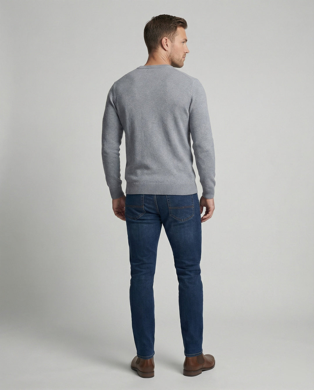 Men's V-neck Fine Knit Sweater