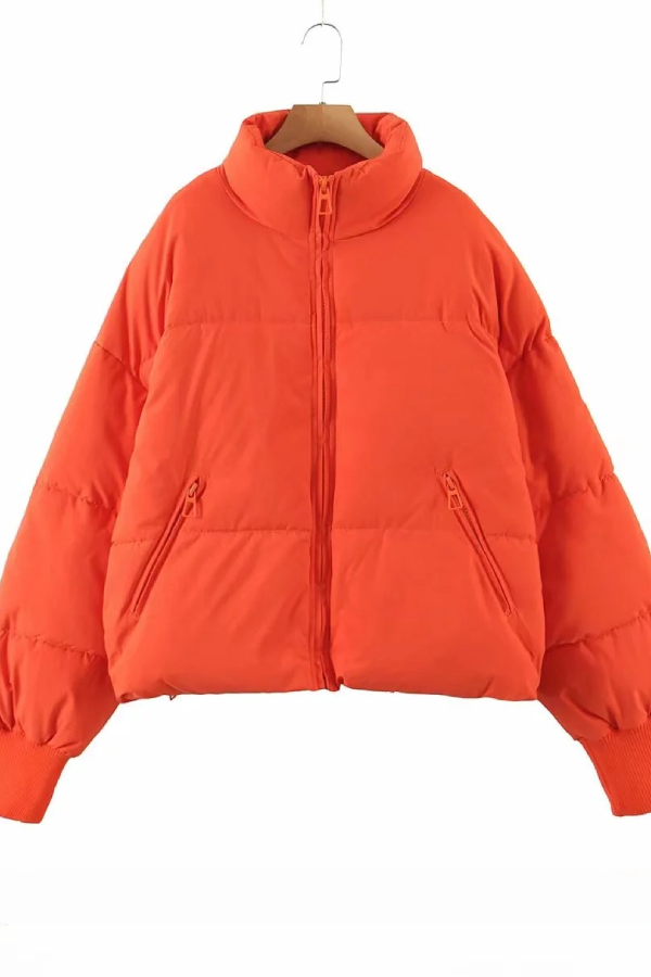 Collar Zipper Pocket Thick Warm Cotton Jacket