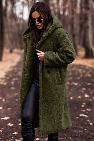 Trendy Long Teddy Coat with Hood