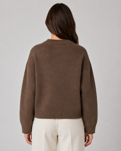 Women's Cropped Chunky Knit Cardigan with Patch Pockets