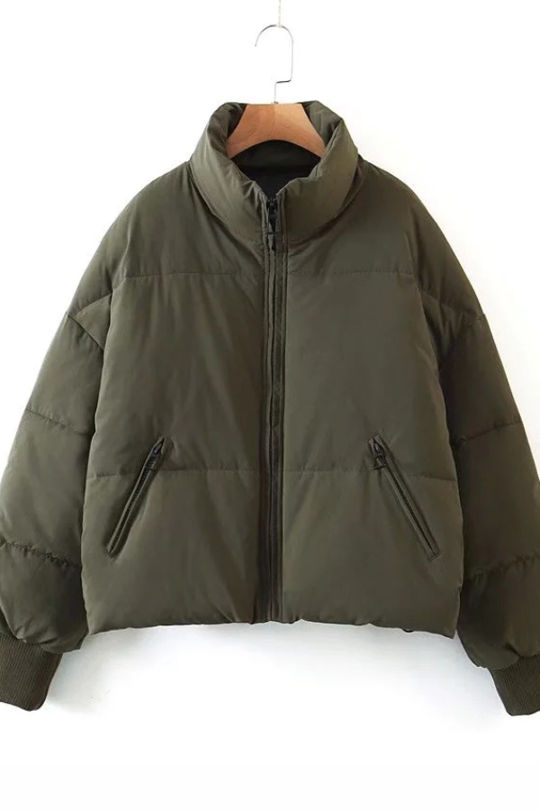 Collar Zipper Pocket Thick Warm Cotton Jacket