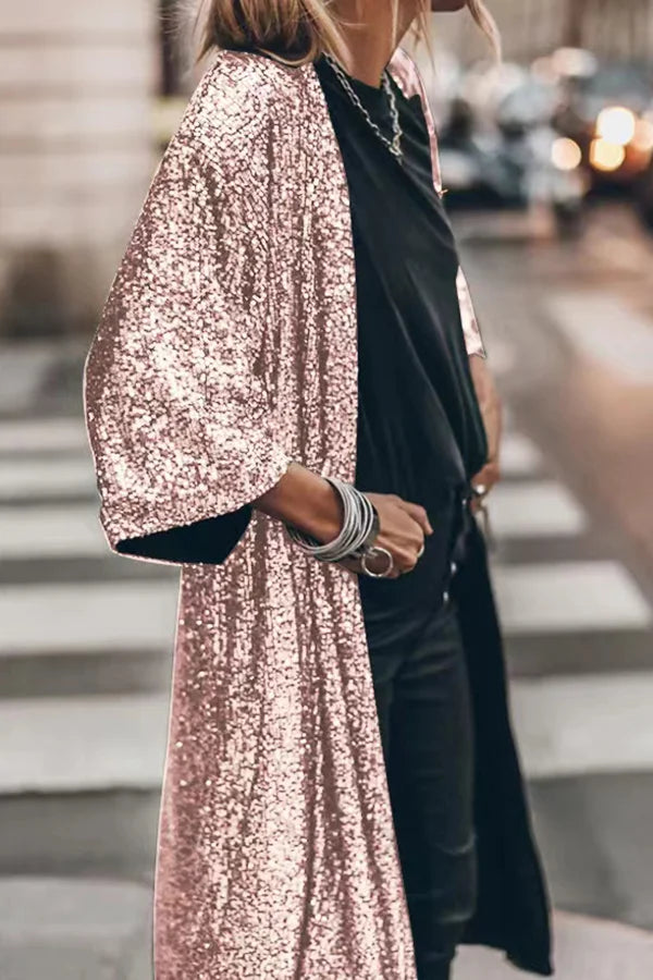 Windproof Knitted Vest with Sparkling Sequins