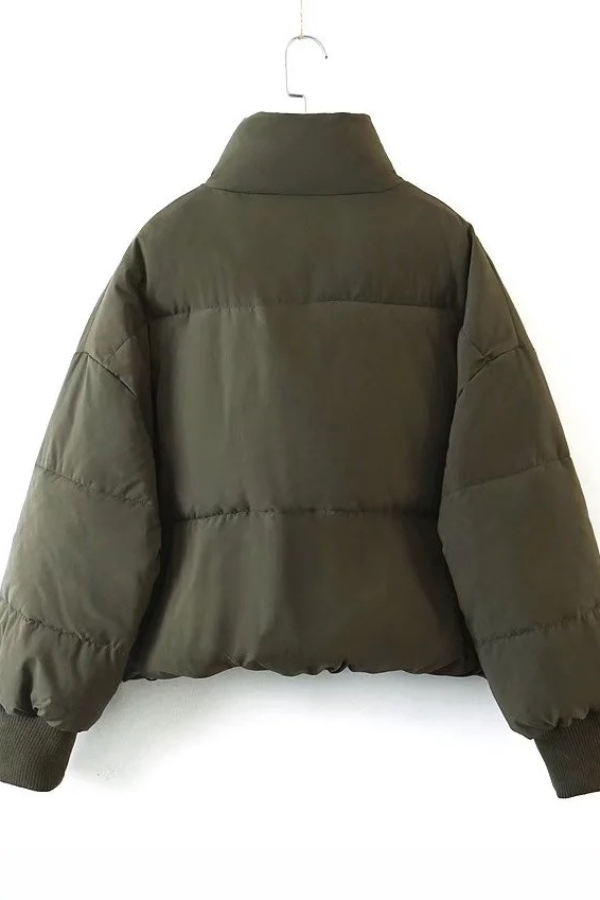 Collar Zipper Pocket Thick Warm Cotton Jacket