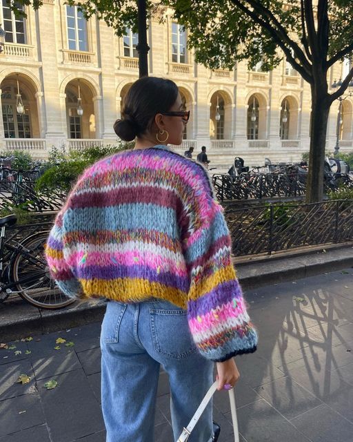Striped Sweater with Open Design