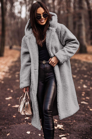 Trendy Long Teddy Coat with Hood