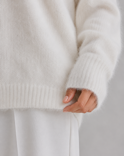 Women's Fluffy V-Neck Cardigan with Button Front