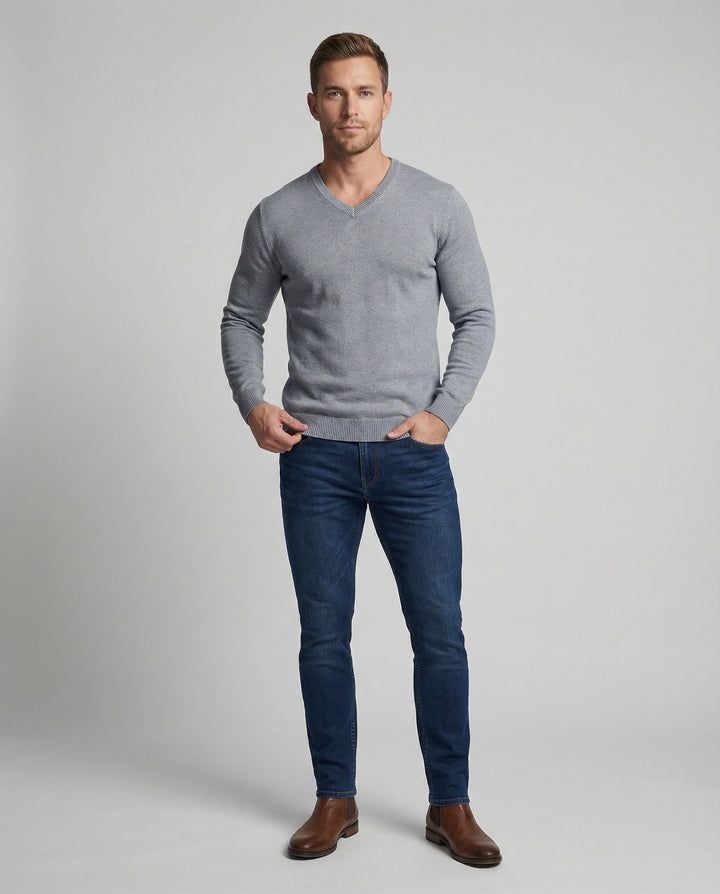 Men's V-neck Fine Knit Sweater