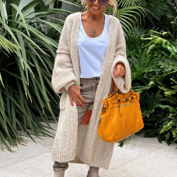Oversized Cardigan with Love & Peace Motif