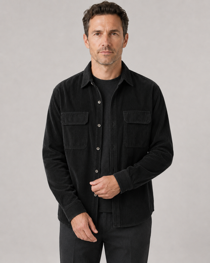 Men's Corduroy Overshirt - Cotton Button-Up Shirt Jacket