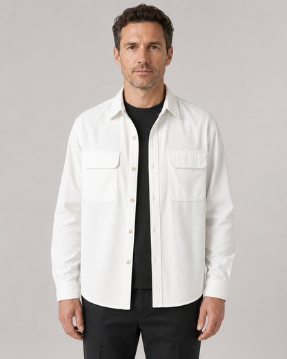 Men's Corduroy Overshirt - Cotton Button-Up Shirt Jacket