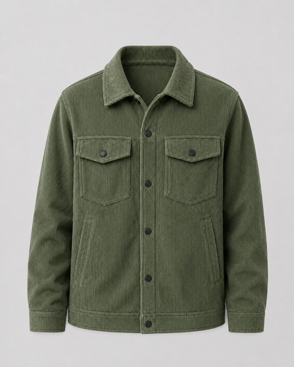Men's Corduroy Overshirt - Cotton Shirt Jacket with Chest Pockets