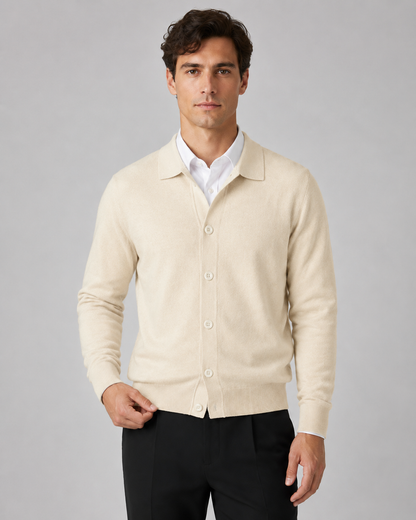 Men's Knit Cardigan Button Front Collar Classic Fit