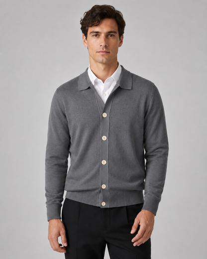 Men's Knit Cardigan Button Front Collar Classic Fit