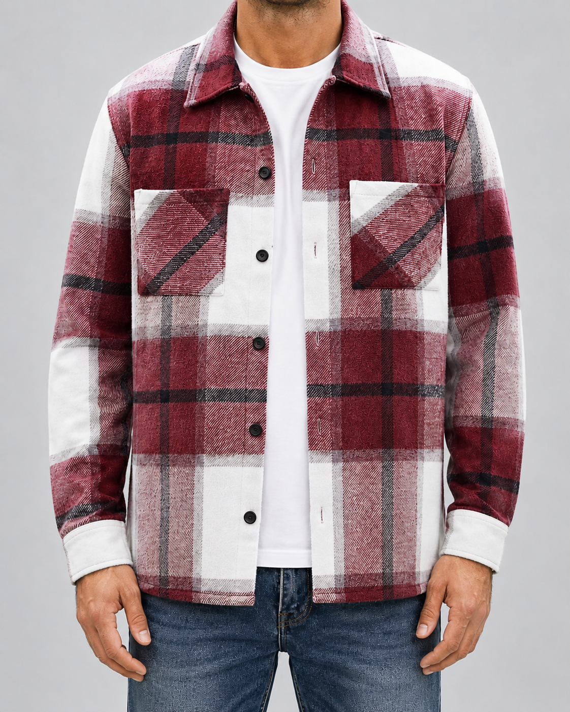 Men's Plaid Flannel Overshirt - Warm Brushed Check Shirt Jacket
