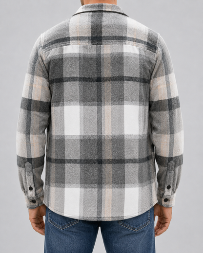 Men's Plaid Flannel Overshirt - Warm Brushed Check Shirt Jacket