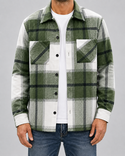 Men's Plaid Flannel Overshirt - Warm Brushed Check Shirt Jacket