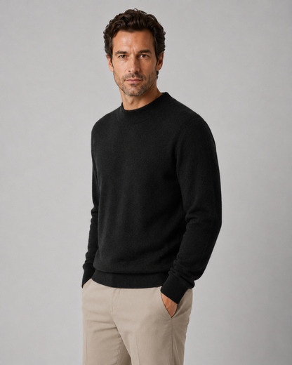 Men's Wool Crew Neck Sweater Lightweight Fine Knit Classic