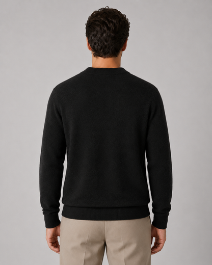Men's Wool Crew Neck Sweater Lightweight Fine Knit Classic