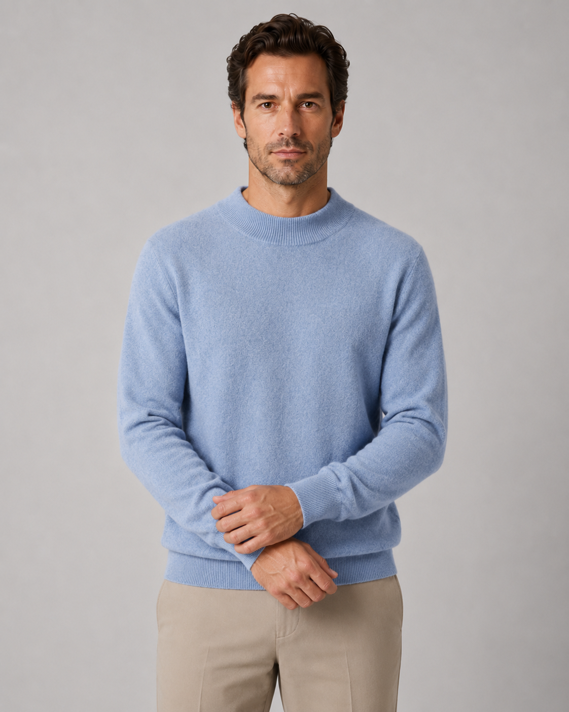 Men's Wool Crew Neck Sweater Lightweight Fine Knit Classic