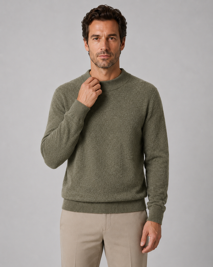 Men's Wool Crew Neck Sweater Lightweight Fine Knit Classic